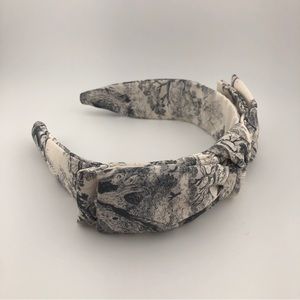 Ribbon Headband, New, Handmade - Grey Pattern